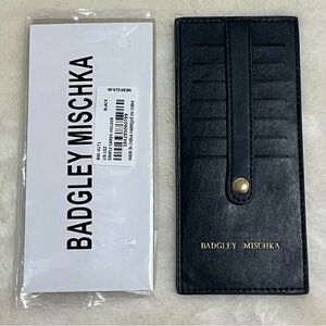 Badgley Mischka Black Vegan Leather Simple Card Holder